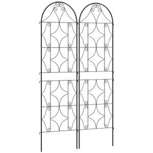Outsunny Support pour plantes grimpantes avec motif lot de 2 treillis de jardin pour vigne fleurs légumes métal 50 x 180 cm noir