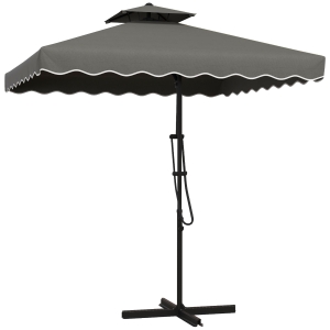 Outsunny Parasol Déporté 2,4x2,4m Gris Foncé Métal Ventilé