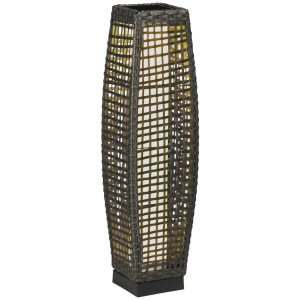 Outsunny Lámpara Solar de Jardín de Ratán Sintético con Luces LED Encendido/Apagado Automático 21x21x78 cm Gris
