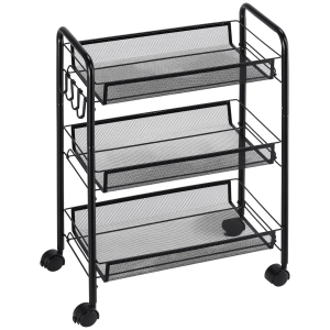 HOMCOM Carrello da Cucina a 3 Livelli con Cesti Removibili e 4 Ruote