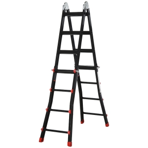 HOMCOM Échelle Télescopique Aluminium 150kg Noir Rouge