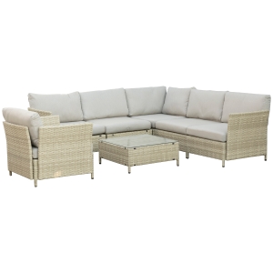 Outsunny Set mobilier de grădină modular din ratan PE, 7 piese, cu perne, bej