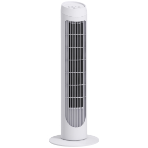 HOMCOM Ventilador de Torre 45W Ventilador Vertical Silencioso con 3 Velocidades Oscilación 70° para Salón Ø27x75 cm Blanco