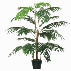 Outsunny Palma in Plastica Decorativa con 20 Foglie, Pianta Finta con Vaso per Interno ed Esterno Alta 140cm