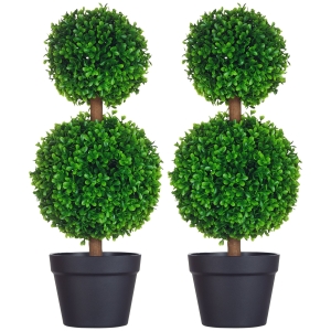 HOMCOM Arbres Buis Artificiels 60cm Vert - Lot de 2