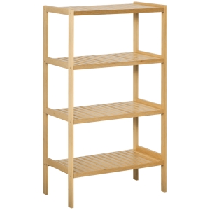 HOMCOM Standregal Bücherregal 4-stufiges Bambusregal Büroregal Lagerregal Aktenregal Küchenregal für Bad Küche Wohnzimmer Schlafzimmer Bambus Natur 62 x 33 x 112 cm