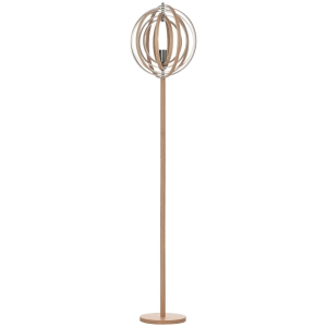 HOMCOM Lampada da Terra per Soggiorno Design, Paralume con Anelli Regolabili in Legno, Lampadine E27, Ф38 x 160 cm