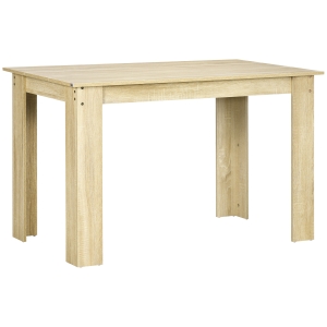 HOMCOM Mesa de Comedor para 4-6 Personas Rectangular de Melamina de Madera y Estilo Moderno 120x69x75 cm Roble