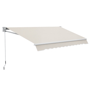 Outsunny Toldo de Pared Apertura Manual de Aluminio y Poliéster UV50+ para Exterior con Manivela 200x295 cm Blanco Crema