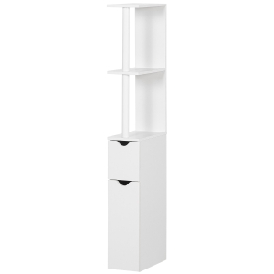 kleankin Colonne Salle de Bains 2 Étagères 2 Armoires Blanc
