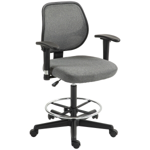 Vinsetto Fauteuil de bureau assise haute réglable, accoudoirs, dim. 60l x 57P x 97-119H cm sur roulettes, gris