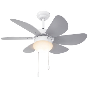 HOMCOM Ventilatore a Soffitto Luce LED Bianca in MDF e Acrilico