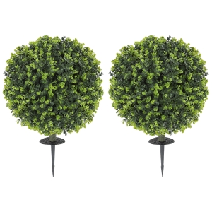 HOMCOM Lot 2 Boules de Buis Artificielles Vert Résistantes UV