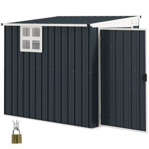 Outsunny Abri de Stockage de Jardin, Cabane à Outils pour Outils de Jardin, Fenêtre, Ouvertures de Ventilation, Verrouillable, Acier, Gris foncé