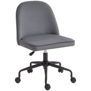 HOMCOM Scaun pentru Birou, Scaun din Catifea, Scaun Reglabil pe Înălțime cu Roți Pivotante și Spătar Central, 52x52x80-88 cm, Gri