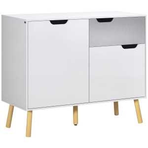 HOMCOM Mobile da Salotto con 2 Armadietti e Cassetto Grigio e Bianco