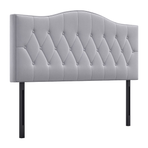 HOMCOM Kopfteil für Bett Polsterkopfteil Bett Kopf Rückenlehne Bettkopfteil in grau Pappel Samt Stoff 185 x 8 x 134 cm
