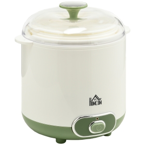 HOMCOM Yogurtera para Hacer Yogur Griego 20 W 1,5L con Filtro Indicador de Encendido y Tecnología PTC 19,5x17,5x21,4 cm Blanco