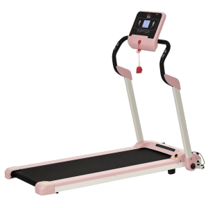 HOMCOM Laufband Klappbar elektrisch 400 W 1-12 km/h 1,5HP LCD-Display Handyhalterung geeignet für Home Gym Indoor Fitness Rosa 134 x 60 x 118 cm