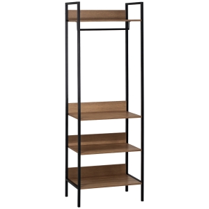 HOMCOM Garderobe im Industriedesign 1 Hutablage 3 Regale 1 Kleiderstange 60 cm x 40 cm x 180 cm Braun + Schwarz