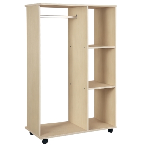 HOMCOM Armoire Penderie Mobile Chêne Clair Panneaux