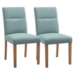 HOMCOM 2er-Set Esszimmerstühle Essstühle mit gepolstertem Sitz Stuhl Polsterstuhl Küchenstuhl Leinen-Polyester-Gewebe Schaumstoff Gummiholz Grün 50 x 62 x 96 cm