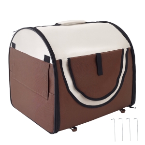 PawHut Trasportino per Cani e Gatti Pieghevole e Imbottito 61x46x51cm Caffè