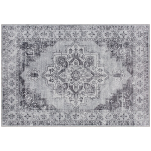 HOMCOM Vintage Area Rug, Non-Slip Washable Rug, Flannel Floor Carpet for Living Room, Bedroom, Dining Room, Home Office, 230 x 160 cm, Grey