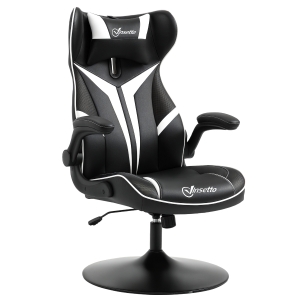 Vinsetto Gaming Stuhl ergonomischer Computerstuhl mit Wippfunktion Drehstuhl höhenverstellbar Stahl Schwarz+Weiß 67 x 70 x 106-112 cm