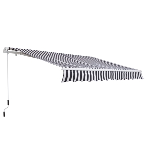 Outsunny Markise Gelenkarmmarkise Sonnenschutz mit Handkurbel 3,5 x 2,5 m Grau+Weiß Alu Polyester
