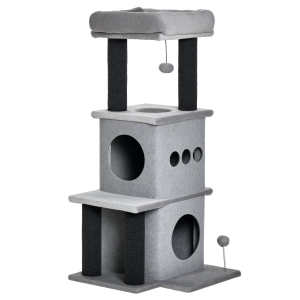 PawHut Arbre à Chats Gris Multi-Équipements 100cm