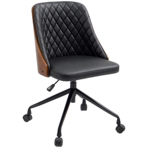 Vinsetto Bürostuhl Schreibtischstuhl Drehstuhl Home-Office-Stuhl höhenverstellbarer ergonomisch 360°-Drehräder Schaumstoff PU Schwarz 48,5 x 54,5 x 81-87 cm