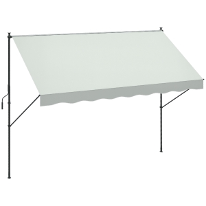 Outsunny Toldo Manual Retrátil Ajustável 300x170x200-290 cm com Manivela Proteção Solar UV40+ para Varanda Jardim Creme