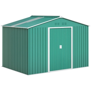 Outsunny Casetta Porta Attrezzi in Acciaio con 2 Porte Verde