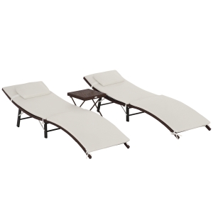 Outsunny Lettino prendisole 196cm x 61cm x 53cm Crema