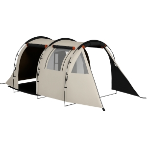 Outsunny Cort de Camping pentru 4-5 Persoane cu Capac Blackout, Cort Tunel Impermeabil cu Geantă de Transport, 460x230x180 cm, Kaki