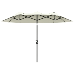 Outsunny Ombrellone da Giardino Doppio con Manovella Beige
