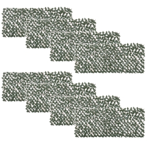 Outsunny Finta Siepe 8 Pezzi Parete Verde Estensibile per Esterni, in Legno e Poliestere, 200x100cm