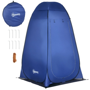 Outsunny Tenda Doccia da Campeggio e Spiaggia con Porta a Cerniera e Borsa di Trasporto, 126x124x189 cm, Blu Scuro