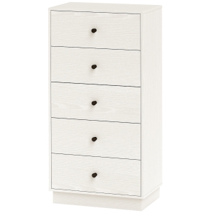 HOMCOM Commode 5 Tiroirs Moderne 47x29x95cm Blanc