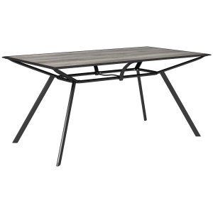 Outsunny Mesa de Comedor de Exterior con Encimera Imitación Madera para 6 Personas con Estructura de Acero 160x90x73 cm Gris