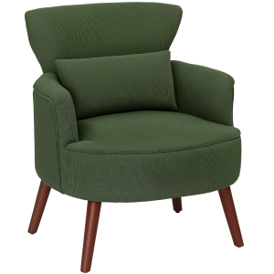 HOMCOM Poltrona in Velluto Cuscino Lombare e Schienale Verde