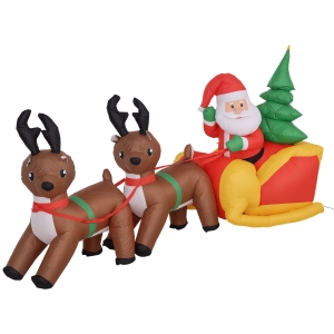 HOMCOM Inflatable Santa Claus 230cm x 60cm x 120cm Red, Brown and Green