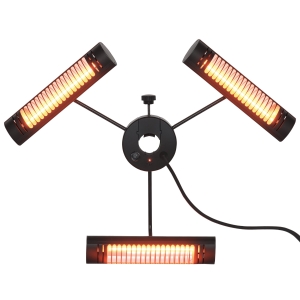 Outsunny Calefactor Eléctrico Exterior por Infrarrojos con Control Remoto y 1000W/2000W/3000W Sombrilla Ø87x22cm Negro