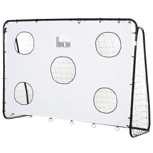 HOMCOM Portería de Fútbol para Niños con Lona de Precisión y Puntería para Entrenamiento y Perfeccionamiento 240x88x174 cm Blanco