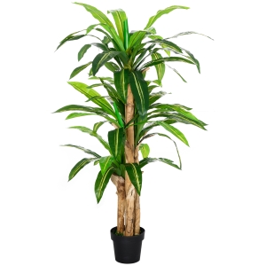 Outsunny Dracaena Artificial con 66 Hojas Musgo Planta Artificial para Decoración Jardín Balcón Oficina Salón Ø20x160 cm Verde