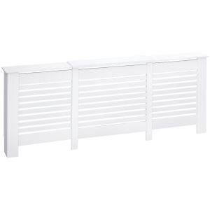 HOMCOM Copritermosifone con Larghezza Regolabile e Mensola Superiore, Copri Termosifone Moderno con Antiribaltamento, in MDF e Legno per Soggiorno, Corrioio e Ufficio, 140-202x19x82.5 cm, Bianco
