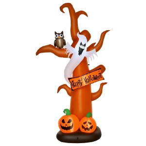 HOMCOM Selbstaufblasend Halloweendekoration mit LED-Lichtern, inkl. Gebläse und Befestigungsmaterial, 156cm x 107cm x 274cm