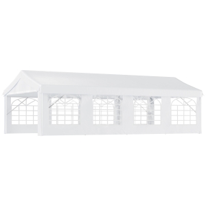 Outsunny Gazebo da Giardino 8x4m in Acciaio con Pareti Rimovibili e Finestre Trasparenti, Bianco