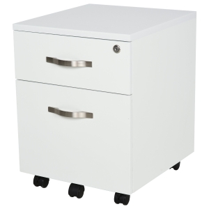 HOMCOM Cajonera de Oficina con Reudas Mueble Archivador con 2 Cajones Llave y Riel Colgante 40x45,5x52,5 cm Blanco